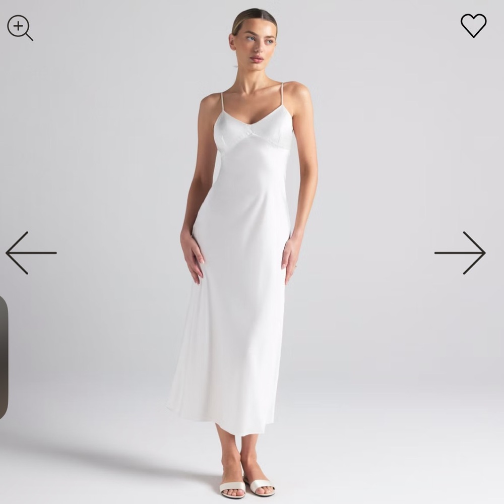 SKIMS White Slip Midi Dress Spaghetti Strap